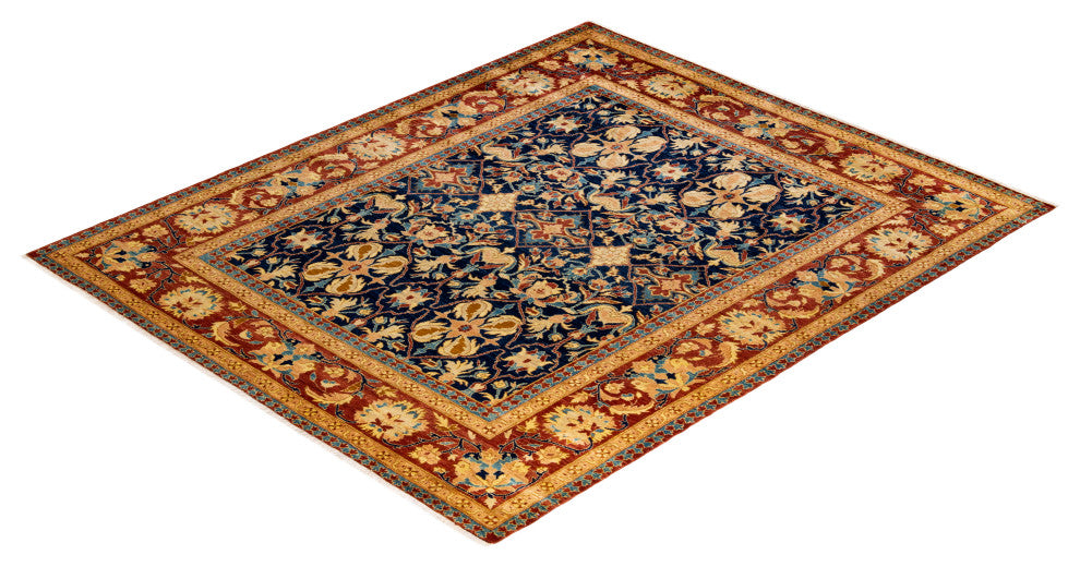 Eclectic, One-of-a-Kind Hand-Knotted Area Rug Light Blue, 8' 2 x 9' 10