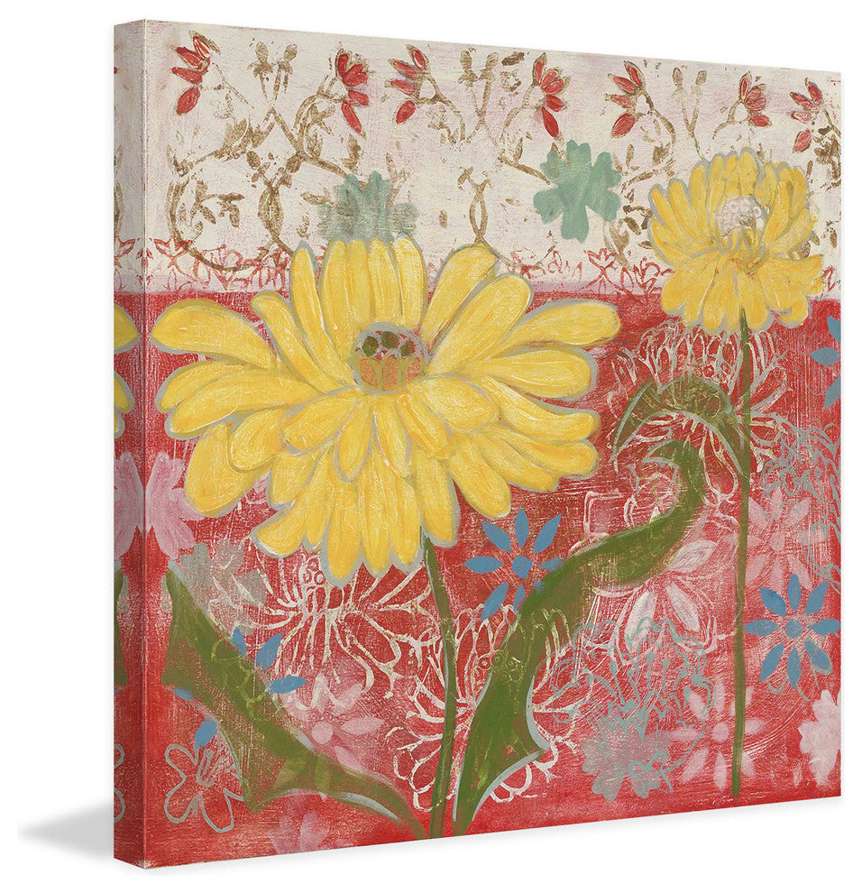 "Yellow Flowers 2" Painting Print on Wrapped Canvas