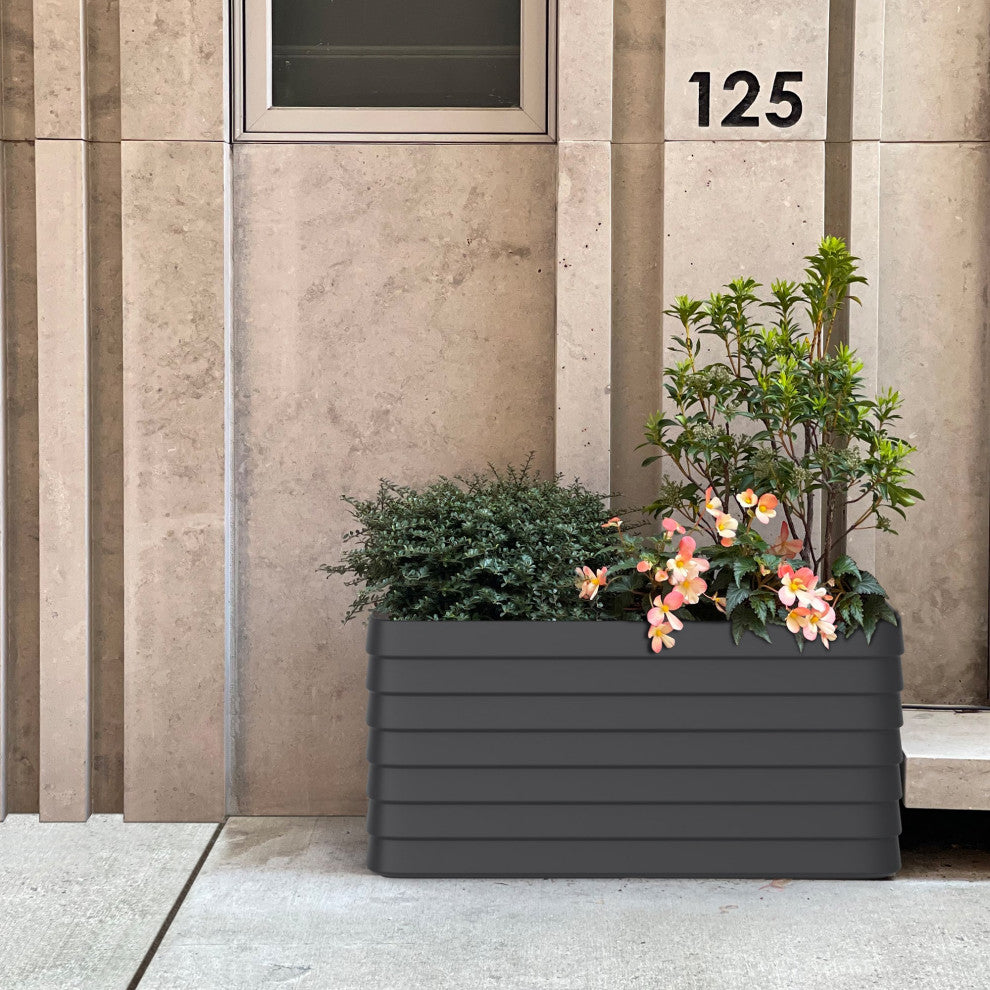 TruDrop Slat Self Watering Planter Boxes, Caviar Black, Medium 36"x17"x17"h