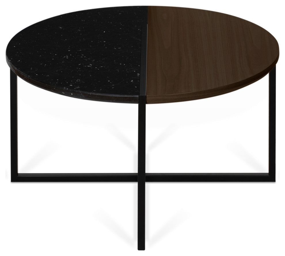 Sonata Coffee Table, Black Marble/Walnut