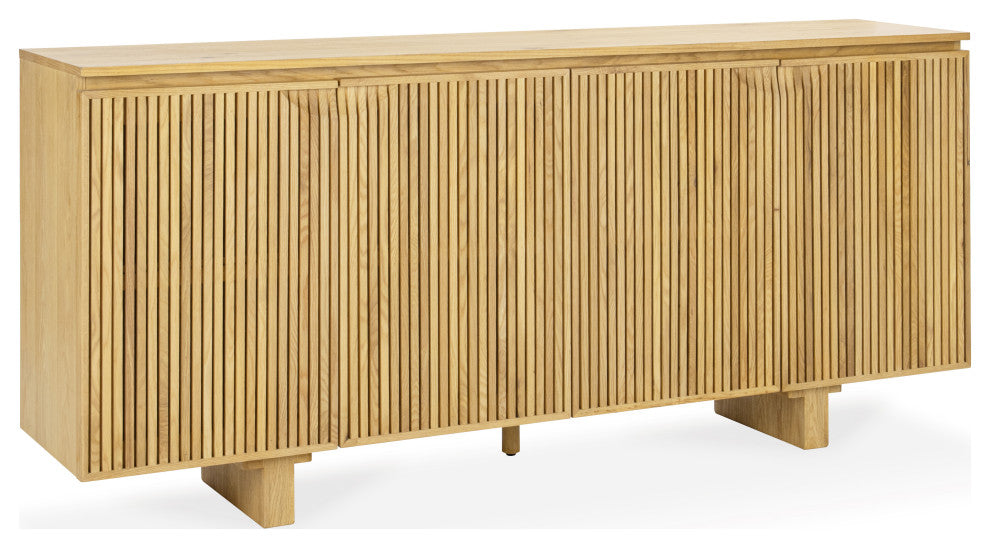 Roya 82" Oak Wood 3-Door Sideboard Buffet, Oak Brown, 4-Door