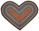 Burgundy, Blue and Gray Braided Rug, 20"X30" Heart