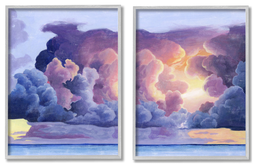 Nautical Horizon Sunset Sky Purple Blue Clouds,16 x 20