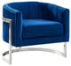 Benzara BM236856 18" Velvet Upholstered Curved Modern Accent Chair, Blue