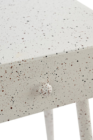 Rylan Iron Night Stand, White, Terrazzo
