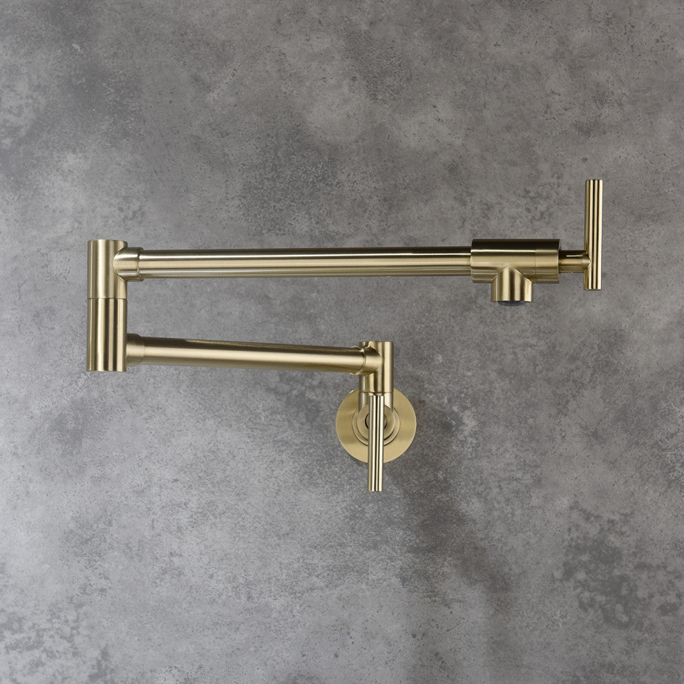 Wellfor Pot Filler Faucet Wall Mount, 4 GPM Flow Rate, Brushed Gold