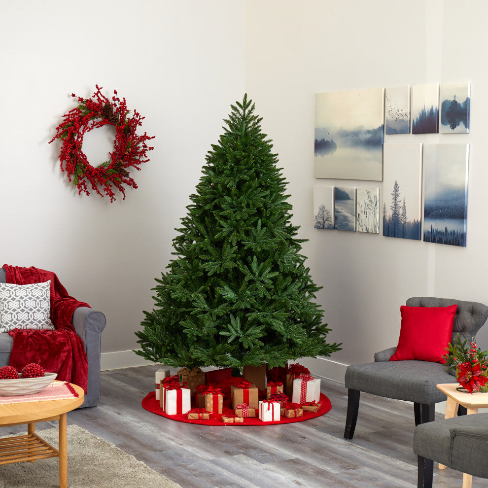 7' Oregon Spruce Faux Xmas Tree W/850 White, Multifunction Microdot Lights