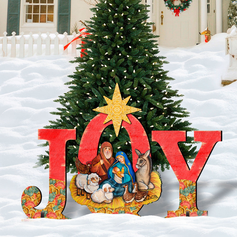 Joy Nativity Wooden Outdoor Decor