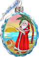 Keepsake Flower Santa Coastal Scenic Glass Ornament