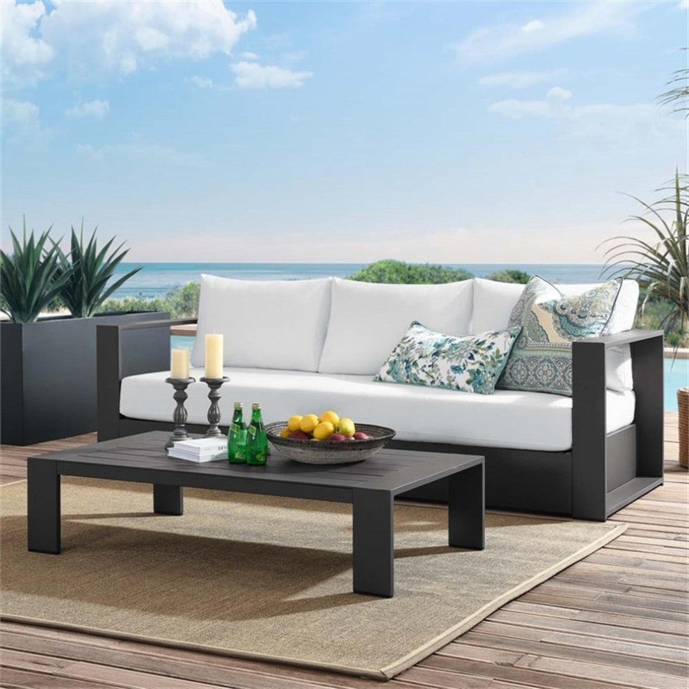 Tahoe Outdoor Patio Powder-Coated Aluminum 2-Piece Set, Gray White