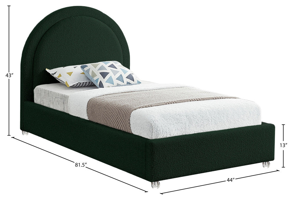 Milo Velvet Upholstered Bed, Green, Twin