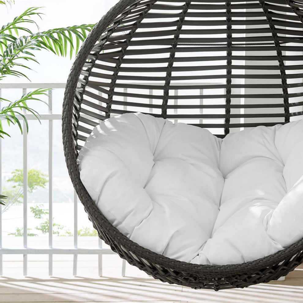 Swing Lounge Chair, Gray White, Outdoor Patio Balcony Cafe Bistro Garden