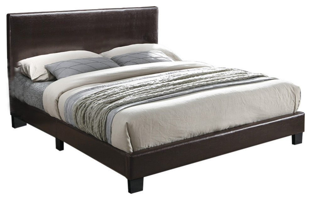 Faux Leather Upholstered Full Bed, Espresso