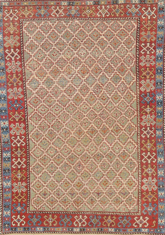 Consigned, Antique Handmade Southwestern Traditional Area Rug, Green, 3x5