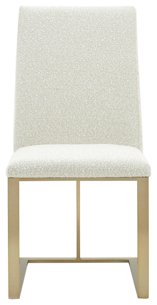 Frankie - Modern Off-White Fabric + Antique Brass Dining Chair