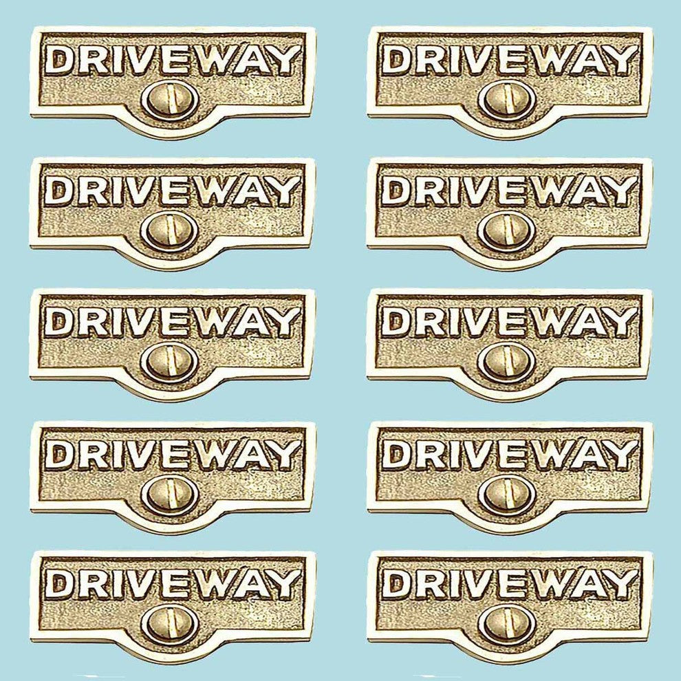 10 Switch Plate Tags DRIVEWAY Name Signs Labels Brass |