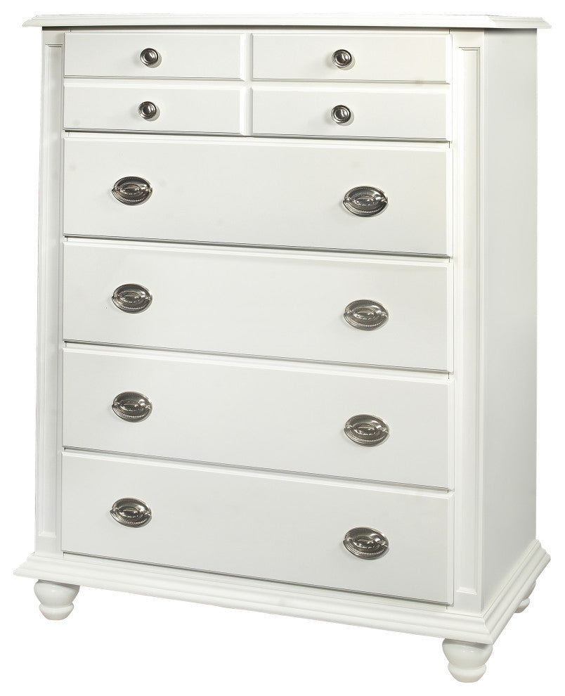 Summit White 5 Drawer Chest of Drawers, 37"x18"x53"
