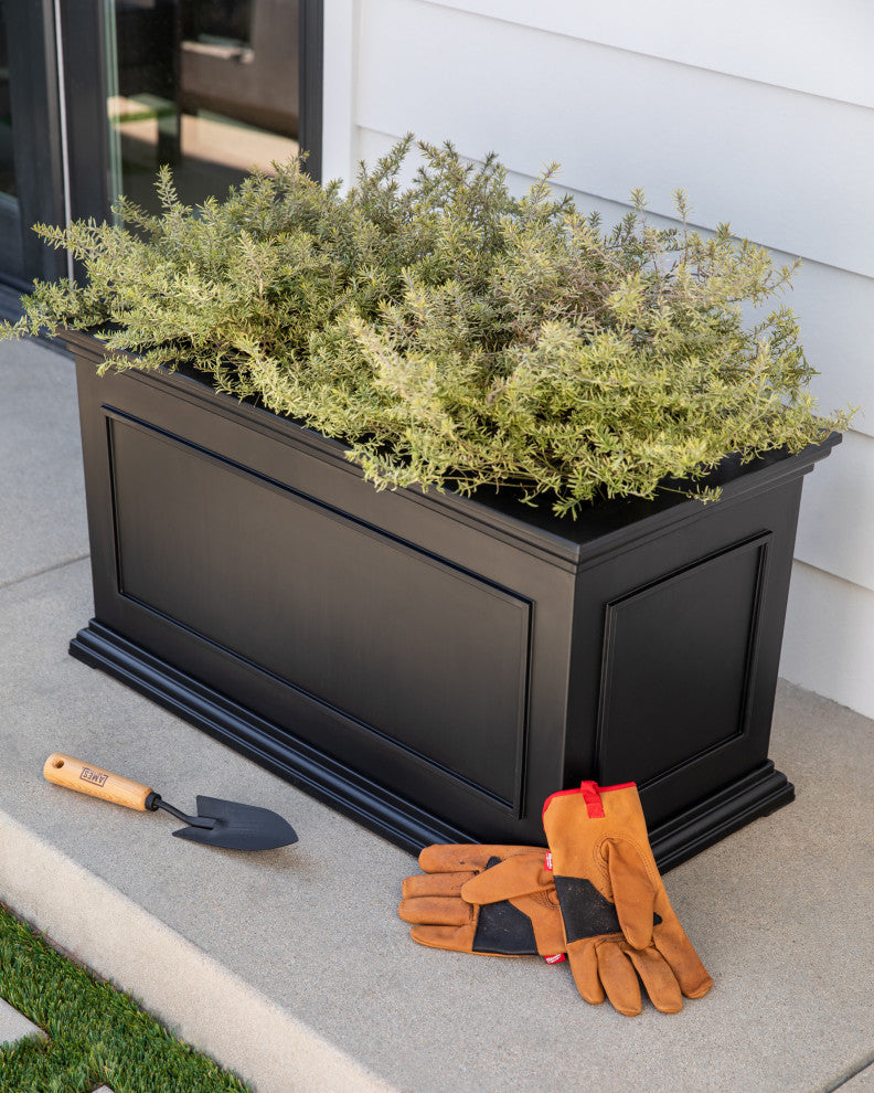 Brixton Long Planter, 33", Black
