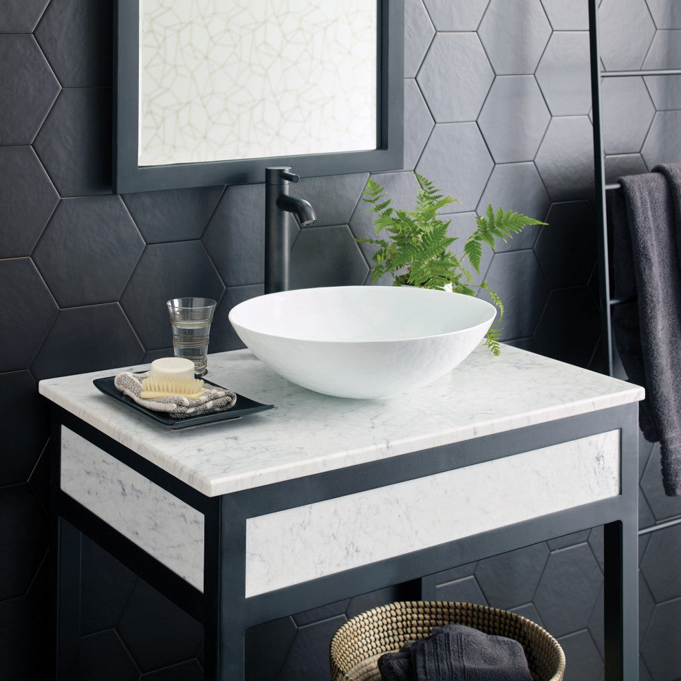 30" Carrara Vanity Top - Vessel with Single Hole Cutout