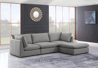 Mackenzie Linen Textured Fabric 4-Piece Modular L-Shaped Sectional, Grey