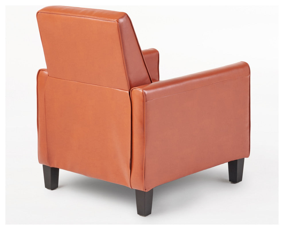 GDF Studio Hinus Indoor Upholstery Club Chair Recliner, Orange Leather
