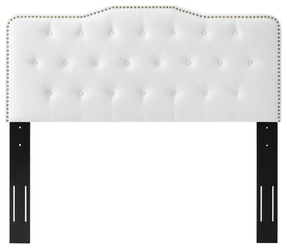 Tufted Headboard, King Size, Velvet, White, Modern Contemporary, Bedroom Master