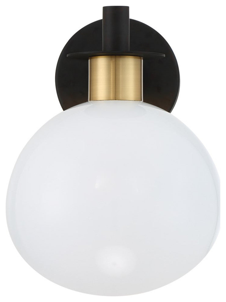 Crystorama Gigi 1 Light Wall Sconce GIG-811-BK-AG, Matte Black/Aged Brass