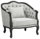ACME Samael Linen Chair with Wooden Frame and Pillow in Gray and Dark Brown