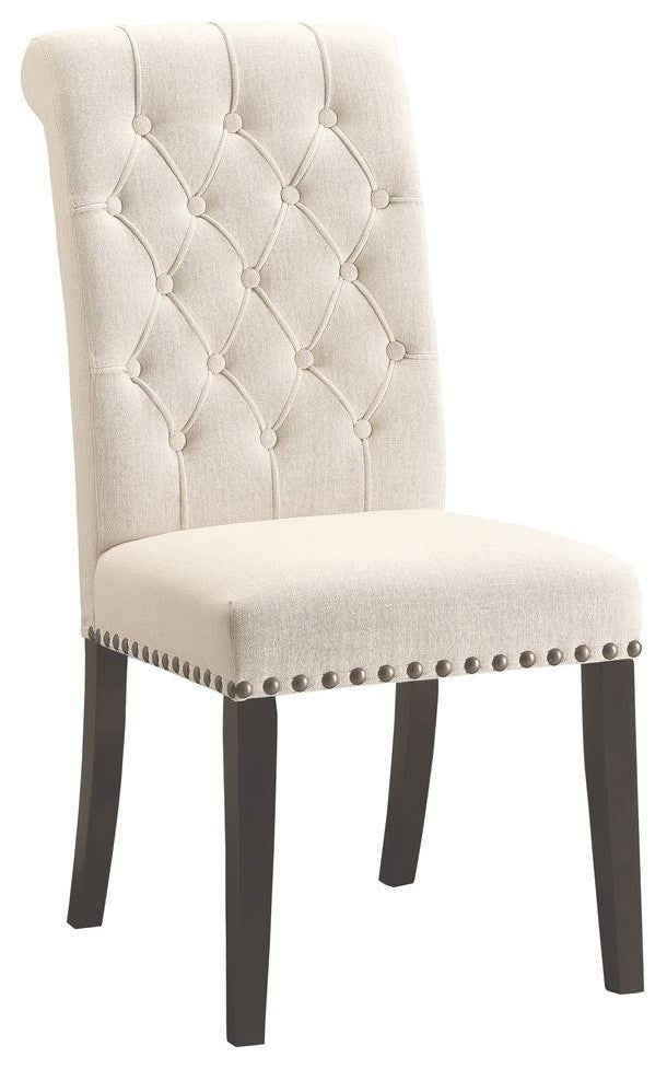 Parkins Cream Fabric Upholstered Side Dining Chair with Nailhead Trim, Set of 2