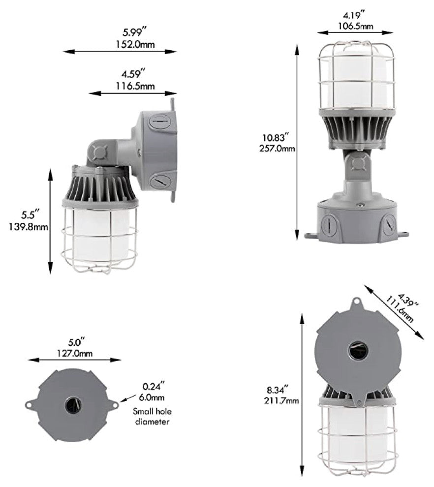 1 Pack industrial light fixture Gray led fixtures Aluminum wall lantern lights
