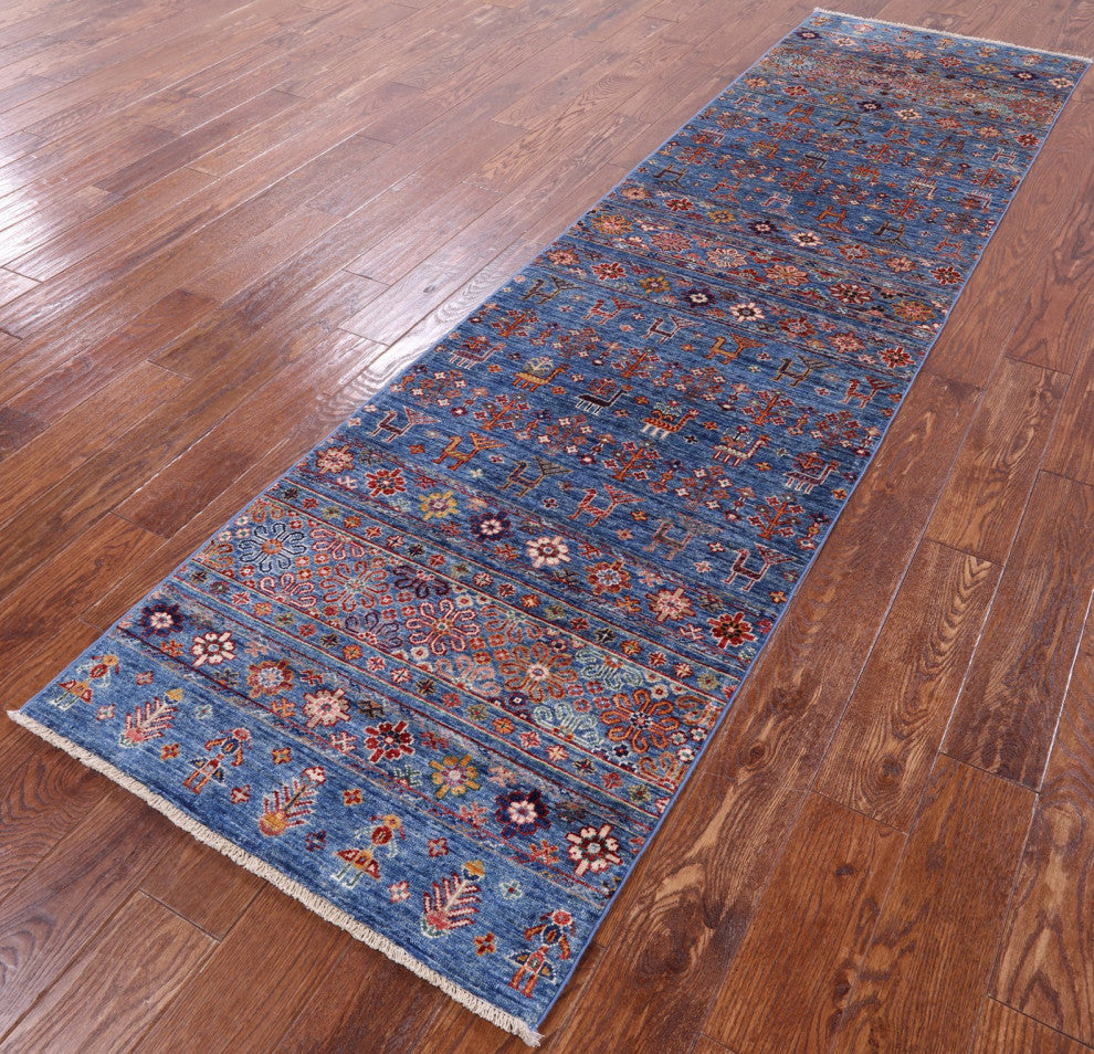 Hand Knotted Tribal Persian Gabbeh Wool Runner Rug 2' 8" X 9' 8" Q8194
