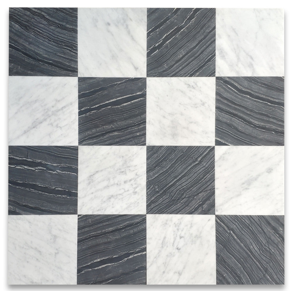 Silver Wave Black Forest Grey Antico Wood Vein Marble 12x12 Tile Honed,100sq.ft.