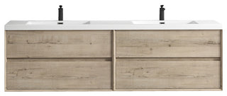 Ashley 84'' Floating Vanity, Acrylic Top, Double Sink, Light White Oak