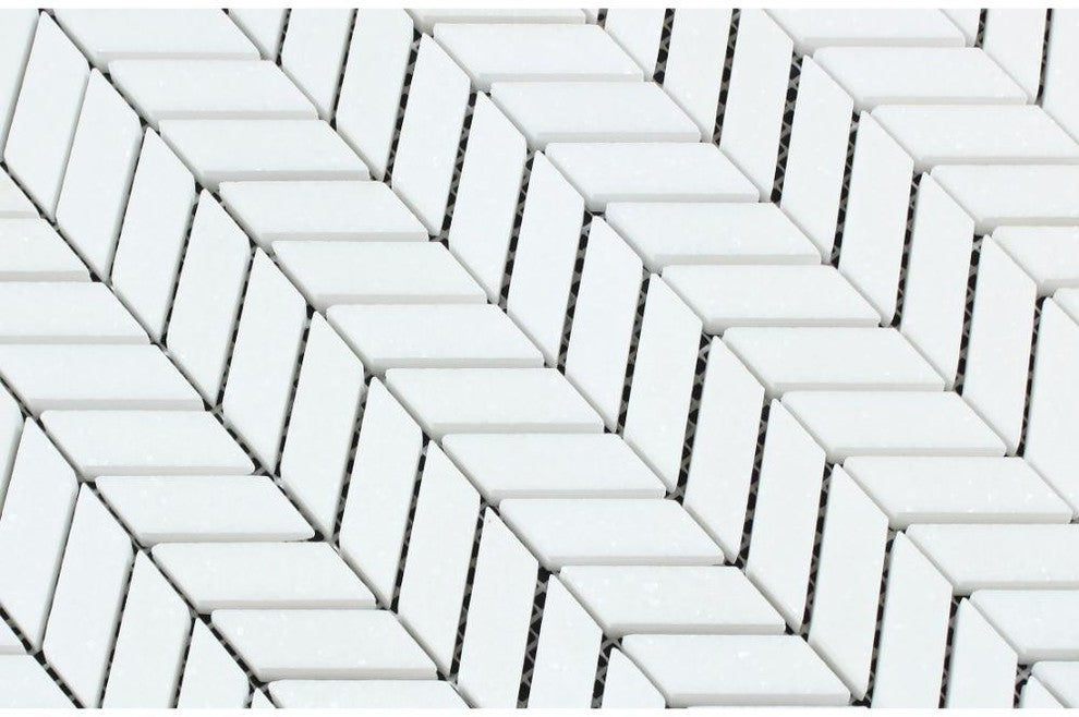 Thassos White Marble Honed Mini Chevron Mosaic Tile