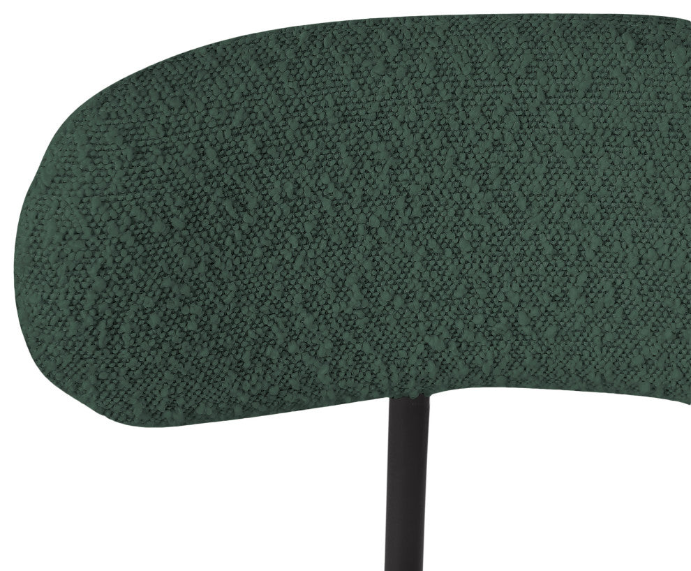 Beacon Upholstered Stool, Set of 2, Green, Matte Black Finish, Boucle Fabric