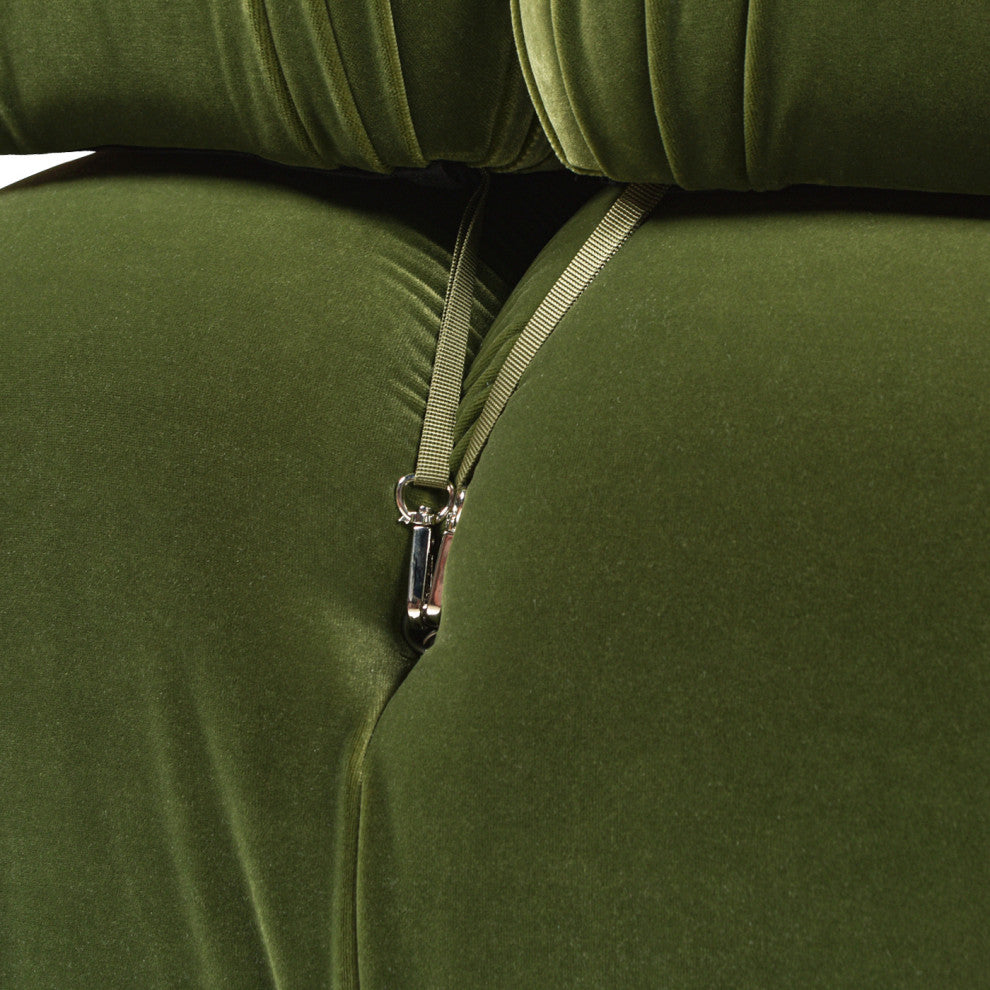 Marcel 109.5" Post-Modern Modular Chaise Sofa, Olive Green Performance Velvet