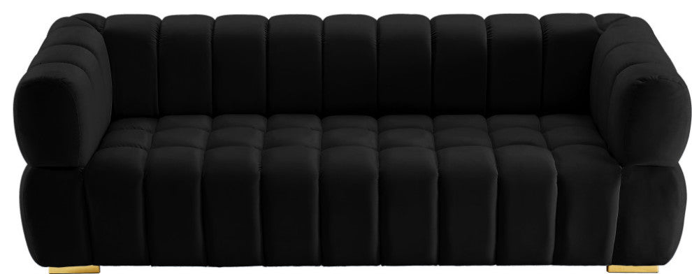 Gwen Velvet Upholstered Chair, Black, Sofa