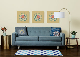 Ikat Dot Stripes Soft Chenille Area Rug, Blue, 3'x5'