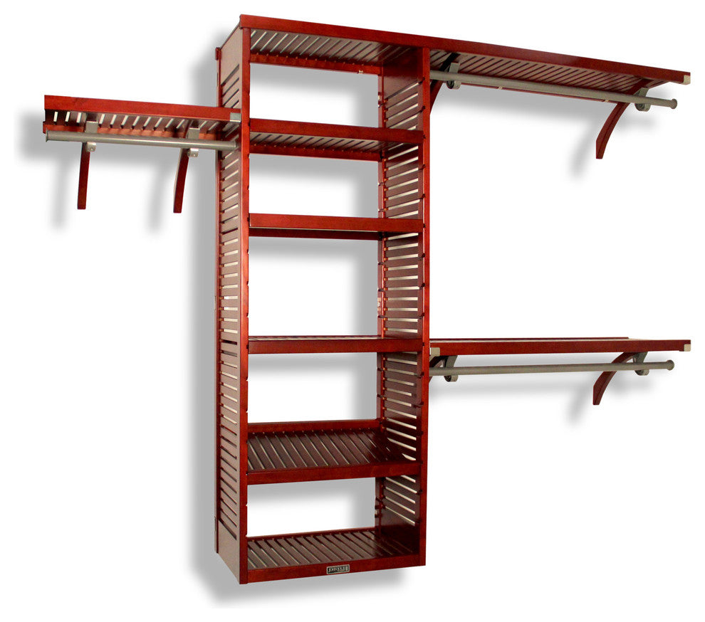 Solid Wood Walk-In Closet Organizer with hanging, Red Mahogany