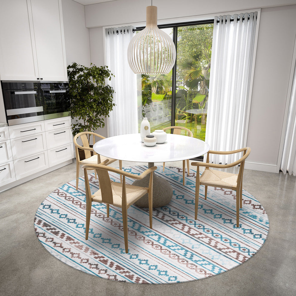 Indoor/Outdoor Sedona SN10 Tin Machine Washable 8' x 8' Round Rug