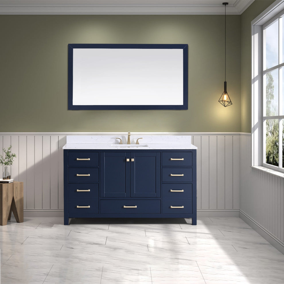 60" Bathroom Cabinet Countertop Set, Blue