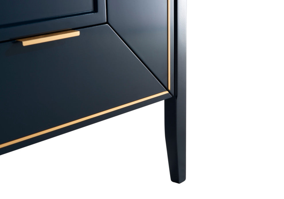 Vetro 30" Vanity With Quartz Counter Top, Gloss White, Navy Blue