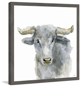 "Opinionated Bull" Framed Painting Print, 32"x32"