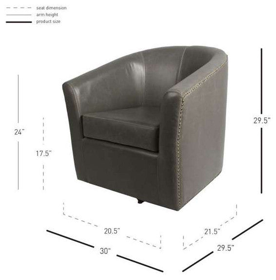 Ernest Bonded Leather Swivel Chair, Gray