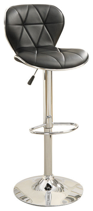 Benzara BM167104 Leather Upholstered Bar Stool With Gas Lift Black, Set of 2