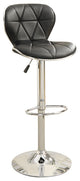 Benzara BM167104 Leather Upholstered Bar Stool With Gas Lift Black, Set of 2