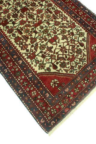 Fine Vintage Distressed Bibiana Ivory/Red Runner, 3'11 x 8'11
