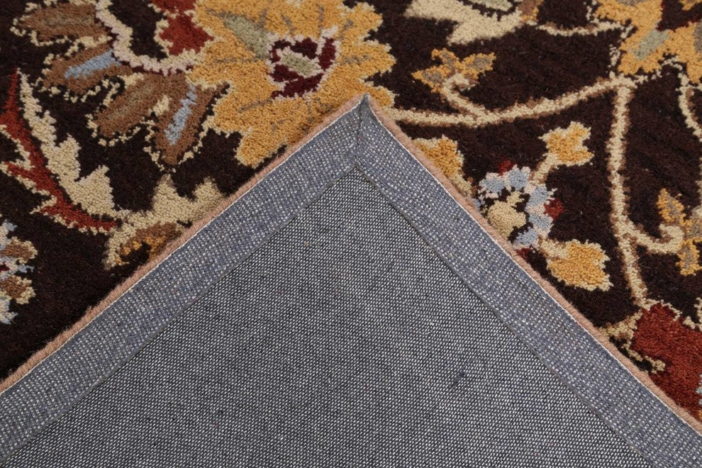 Transitional Oushak Hand Tufted Oriental Floral Area Rug, Brown, 4x6'