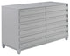 Modern Grooved Panel 6 Drawer Wood Dresser "“ Grey