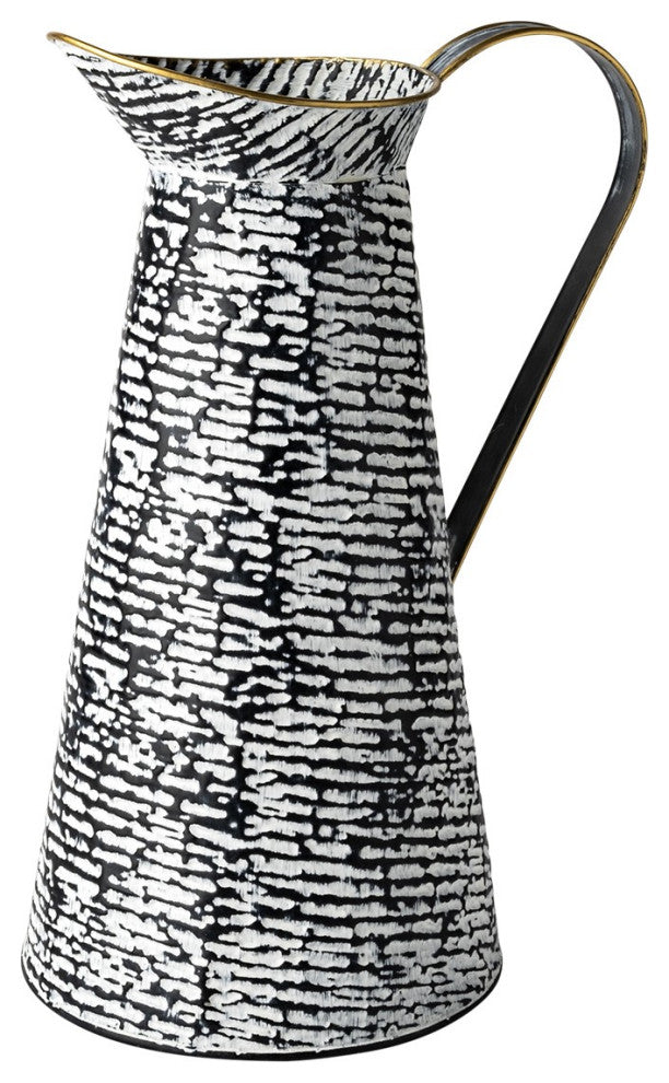 Petite Black and White Textured Jug Vase